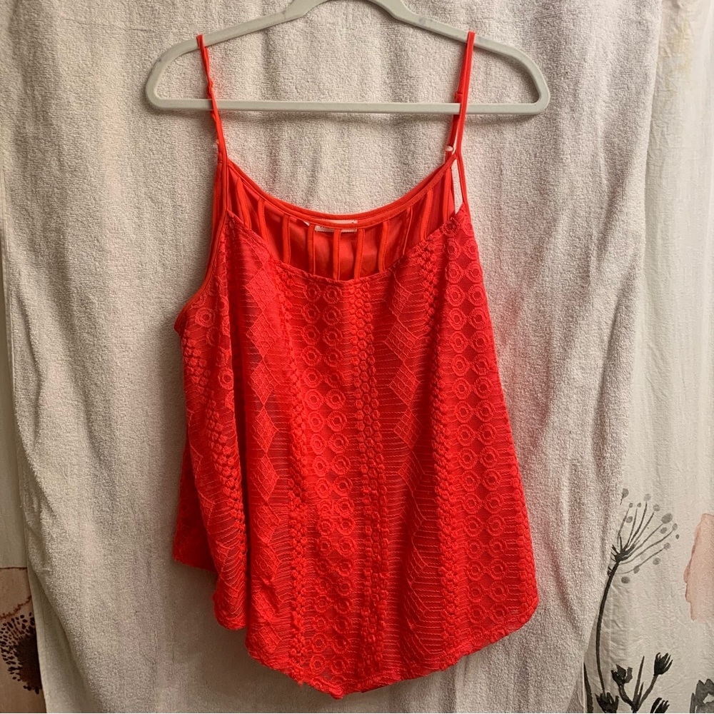 Maurices Coral Lace Tank w Lattice Front | plus size 2